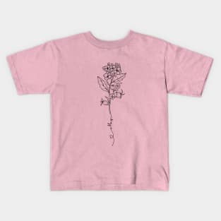 Minimalist Botanical Drawing  Hawthorn May Birth Flower Kids T-Shirt